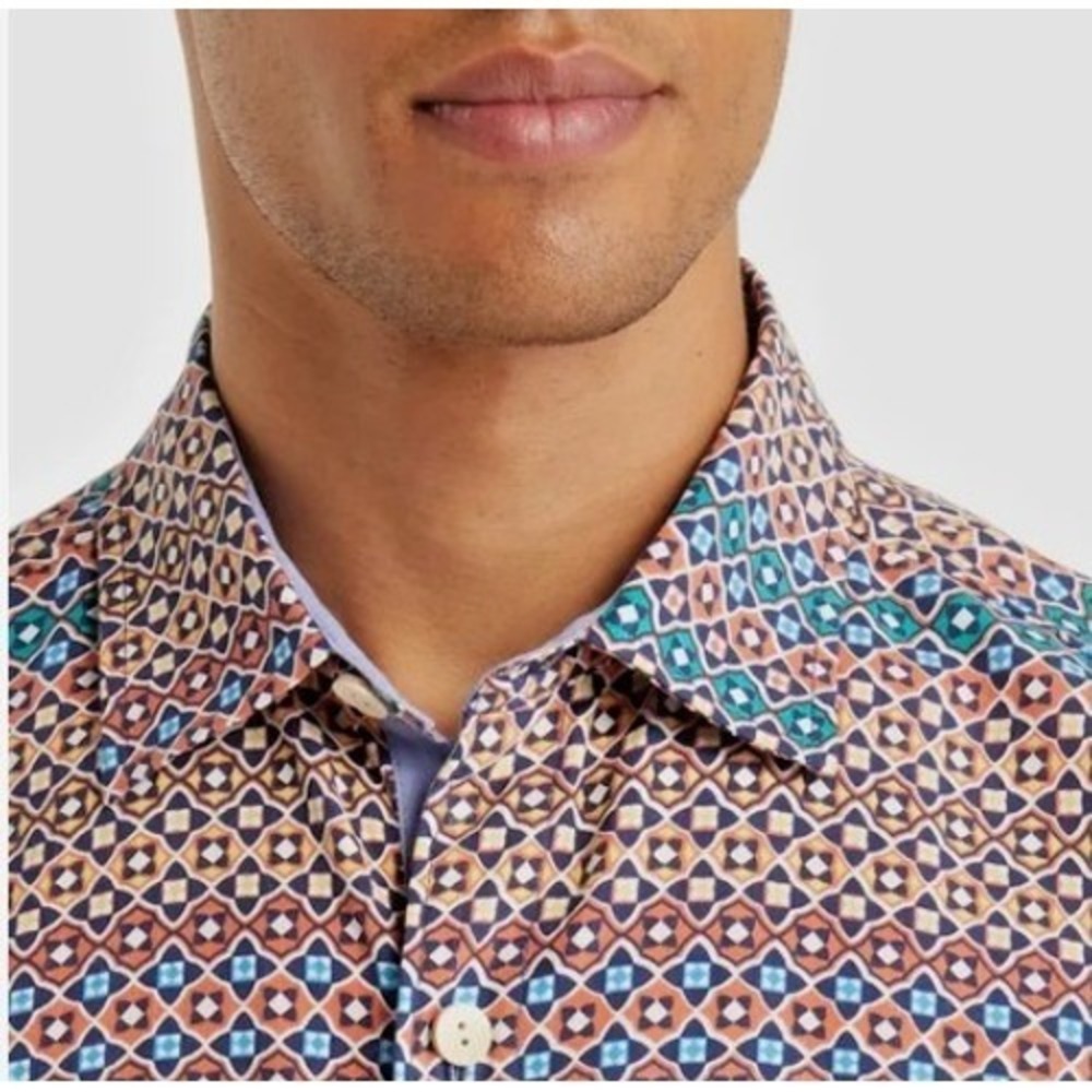 Tommy Bahama Mens XL Bodega Dunes Tiles Silk Shirt Orange Ray NWT
